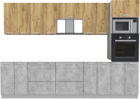 Готовая кухня Интерлиния Мила Лайт 3.0 ВТ без столешницы  (дуб золотой/бетон) - 