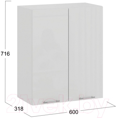 Шкаф навесной для кухни ТриЯ Весна 1В6 (белый/белый глянец)