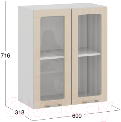 Шкаф навесной для кухни ТриЯ Весна 1В6С (белый/ваниль глянец)