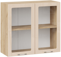 Шкаф навесной для кухни ТриЯ Весна 1В8С (дуб крафт золотой/ваниль глянец) - 