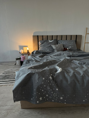 

Комплект постельного белья, Звездное небо на сером фоне Евро-стандарт 220-3
