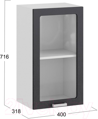 Шкаф навесной для кухни ТриЯ Гранита 1В4С (белый/бетон графит)
