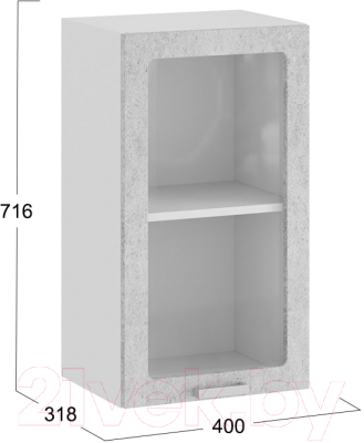 Шкаф навесной для кухни ТриЯ Гранита 1В4С (белый/бетон снежный)