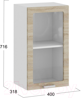Шкаф навесной для кухни ТриЯ Гранита 1В4С (белый/дуб сонома)