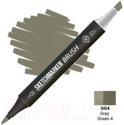 Маркер перманентный Sketchmarker Brush Двусторонний GG4 / SMB-GG4 (серый/зеленый 4)