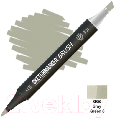 Маркер перманентный Sketchmarker Brush Двусторонний GG6 / SMB-GG6 (серый/зеленый 6)