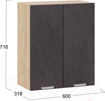Шкаф навесной для кухни ТриЯ Гранита 1В6 (дуб крафт золотой/бетон графит)