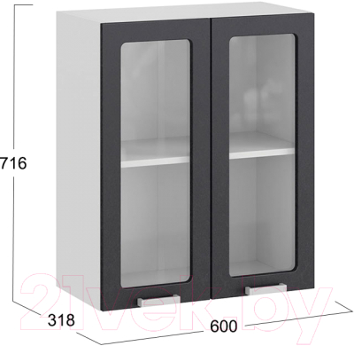 Шкаф навесной для кухни ТриЯ Гранита 1В6С (белый/бетон графит)