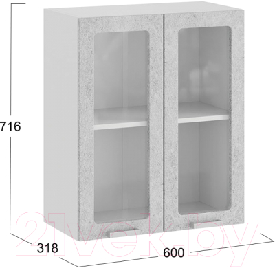 Шкаф навесной для кухни ТриЯ Гранита 1В6С (белый/бетон снежный)