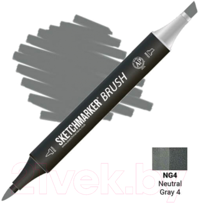 Маркер перманентный Sketchmarker Brush Двусторонний NG4 / SMB-NG4 (нейтральный серый 4)