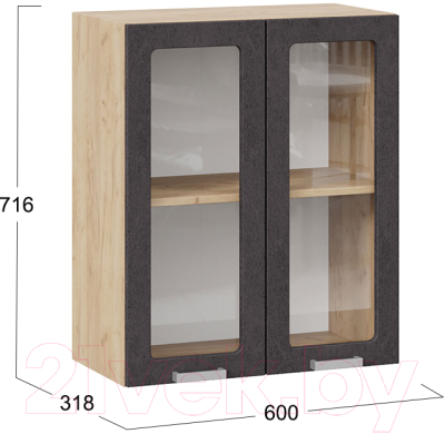 Шкаф навесной для кухни ТриЯ Гранита 1В6С (дуб крафт золотой/бетон графит)