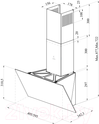 Вытяжка наклонная Lex Meta 500 / TRFE000001 (черный)