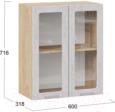 Шкаф навесной для кухни ТриЯ Гранита 1В6С (дуб крафт золотой/бетон снежный)