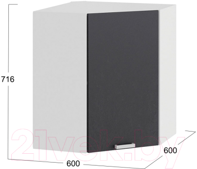 Шкаф навесной для кухни ТриЯ Гранита 1В6У (белый/бетон графит)