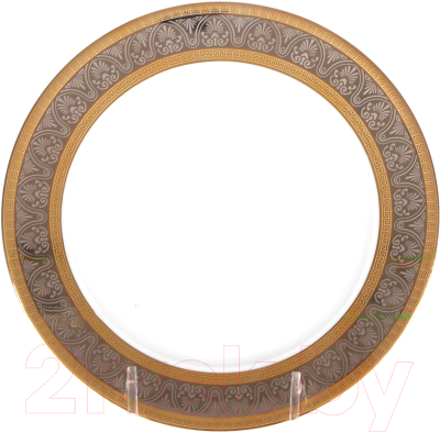 Тарелка столовая обеденная Thun 1794 Opal Широкий кант, платина золото / ОПЛ0048 (21см)