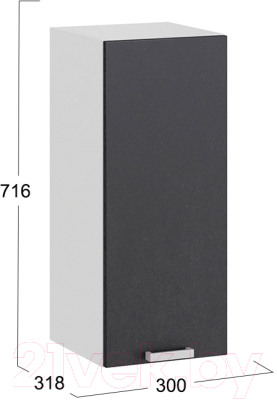Шкаф навесной для кухни ТриЯ Гранита 1В3 (белый/бетон графит)