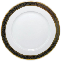 Тарелка столовая обеденная Thun 1794 Opal Широкий кант, платина золото / ОПЛ0015 (25см) - 