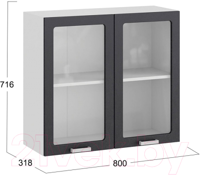 Шкаф навесной для кухни ТриЯ Гранита 1В8С (белый/бетон графит)