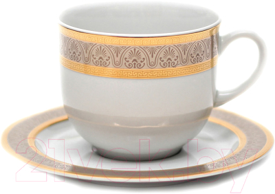 Чашка с блюдцем Thun 1794 Opal Широкий кант, платина золото / ОПЛ0031