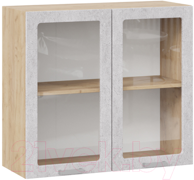 Шкаф навесной для кухни ТриЯ Гранита 1В8С  (дуб крафт золотой/бетон снежный)