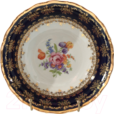 Тарелка столовая обеденная Thun 1794 Офелия Кобальтовый цветок / ОФЛ0039 (23см)