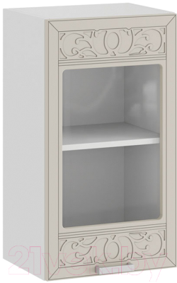 Шкаф навесной для кухни ТриЯ Долорес 1В4С (белый/крем)