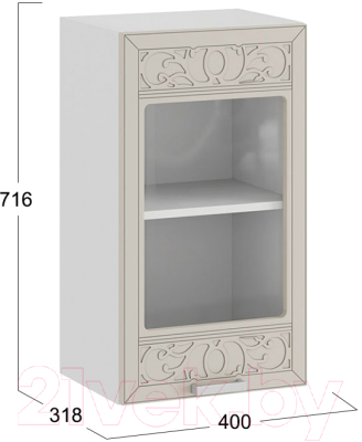 Шкаф навесной для кухни ТриЯ Долорес 1В4С (белый/крем)