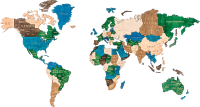 Декор настенный Woodary Карта мира на английском языке L / 3190 - 