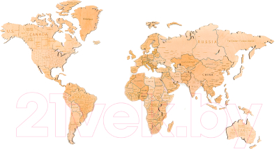 Декор настенный Woodary Карта мира на английском языке L / 3196