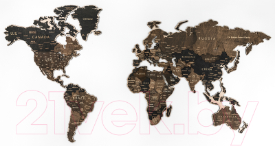 Декор настенный Woodary Карта мира на английском языке L / 3199