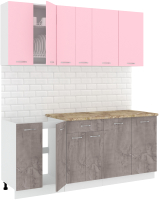 Кухонный гарнитур Кортекс-мебель Корнелия Лира-лайт 1.9м (розовый/оникс/мадрид) - 