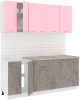 Готовая кухня Кортекс-мебель Корнелия Лира-лайт 1.9м (розовый/оникс/марсель) - 
