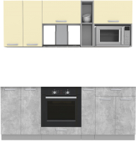 Кухонный гарнитур Интерлиния Мила Лайт 2.0 ВТ без столешницы (ваниль/бетон) - 