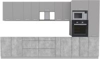 Кухонный гарнитур Интерлиния Мила Лайт 3.6 ВТ без столешницы (серебристый/бетон) - 