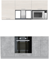 Кухонный гарнитур Интерлиния Мила Лайт 1.7 ВТ без столешницы (вудлайн кремовый/бетон) - 