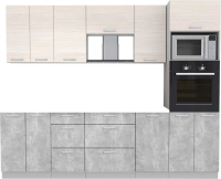 Кухонный гарнитур Интерлиния Мила Лайт 2.6 ВТ без столешницы (вудлайн кремовый/бетон) - 