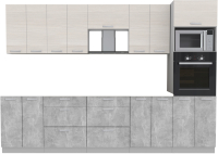 Кухонный гарнитур Интерлиния Мила Лайт 3.0 ВТ без столешницы (вудлайн кремовый/бетон) - 