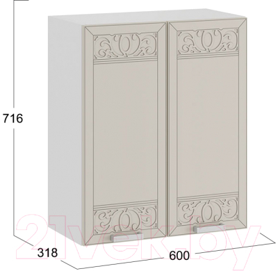 Шкаф навесной для кухни ТриЯ Долорес 1В6 (белый/крем)