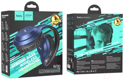 Беспроводные наушники Hoco W30  (синий)