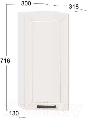 Шкаф навесной для кухни ТриЯ Лорас 1В3Т (белый/холст брюле)