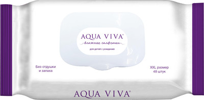 Влажные салфетки детские Aqua Viva 99% воды + 4 компонента (48шт) -