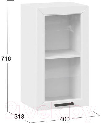 Шкаф навесной для кухни ТриЯ Лорас 1В4С (белый/холст белый)