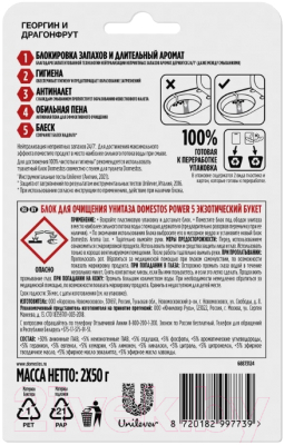 Чистящее средство для унитаза Domestos Power 5. Экзотический букет Дуо (2x50г)