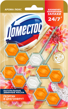 Чистящее средство для унитаза Domestos Power 5. Экзотический букет Дуо (2x50г)