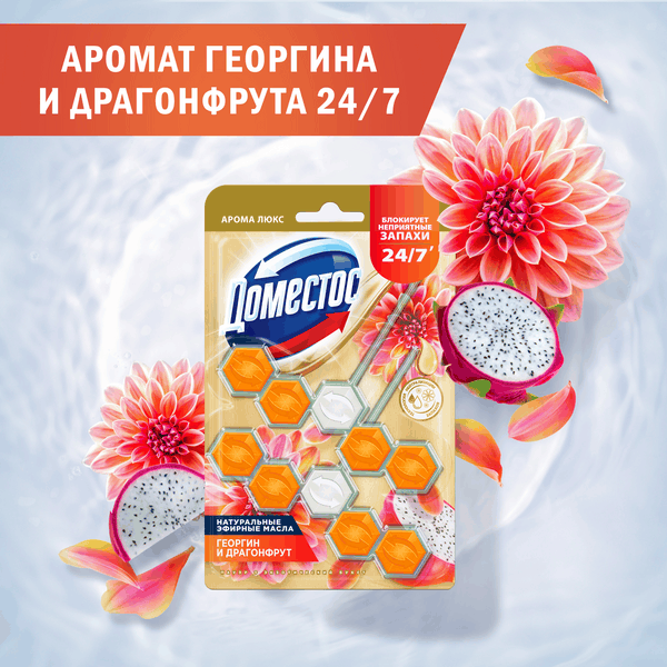 Чистящее средство для унитаза Domestos Power 5. Экзотический букет Дуо (2x50г)