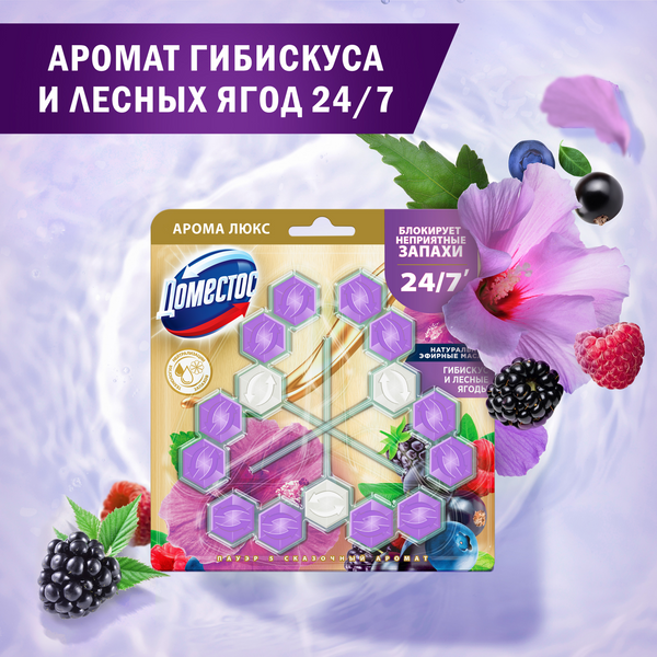 Чистящее средство для унитаза Domestos Power 5. Сказочный аромат Трио (3x50г)