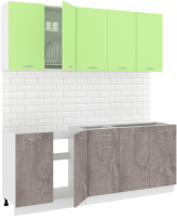 Кухонный гарнитур Кортекс-мебель Корнелия Лира-лайт 2.0м без столешницы (зеленый/оникс) - 