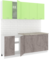 Кухонный гарнитур Кортекс-мебель Корнелия Лира-лайт 2.0м (зеленый/оникс/марсель) - 