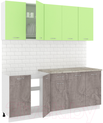 Готовая кухня Кортекс-мебель Корнелия Лира-лайт 2.0м (зеленый/оникс/марсель)