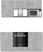 Кухонный гарнитур Интерлиния Мила Лайт 1.7 ВТ без столешницы (бетон/бетон) - 
